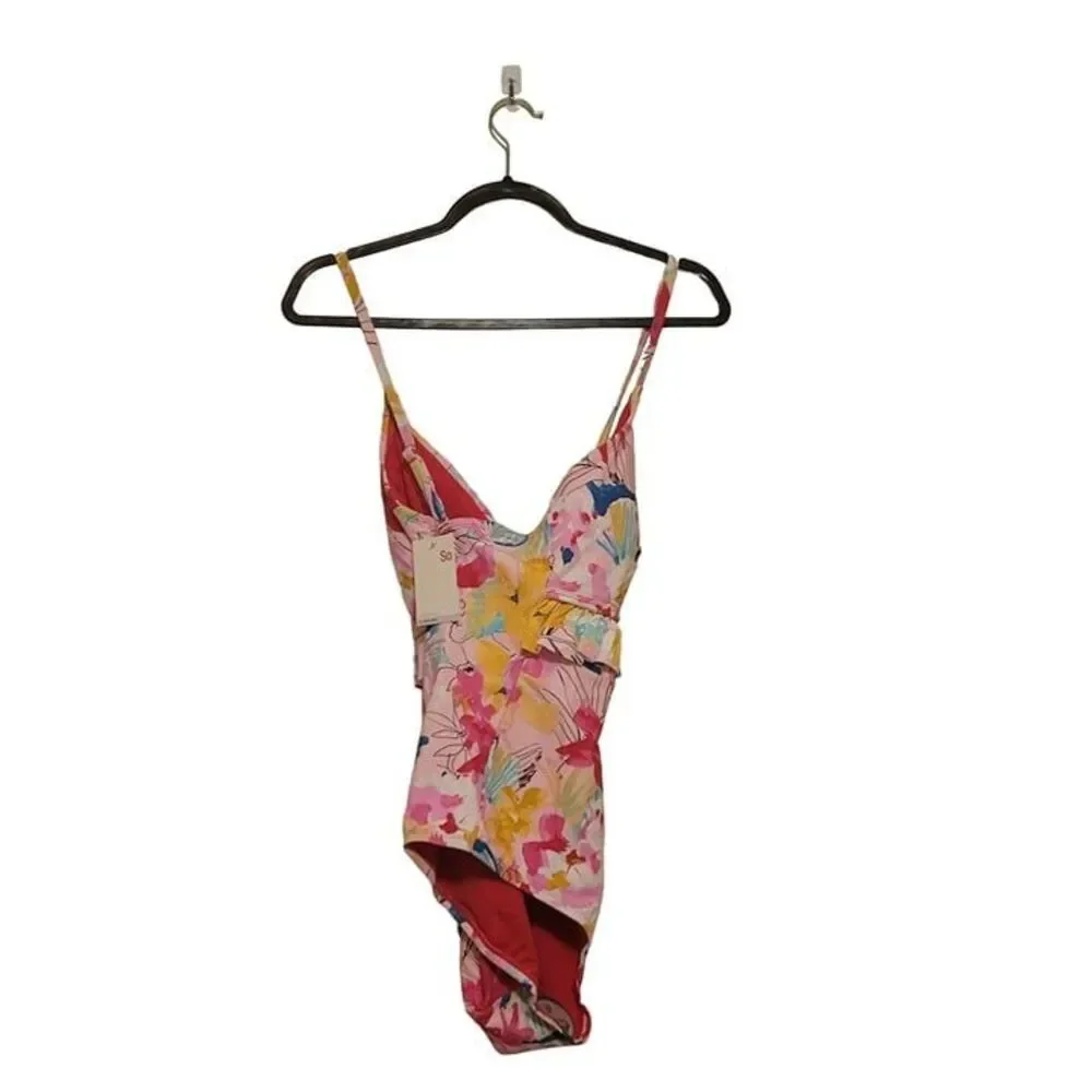 SO Kohl's Womens Swimsuit Pink 1X One-Piece Padded Plus Size New
